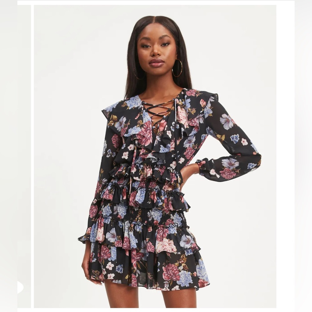 Floral tiered mini dress